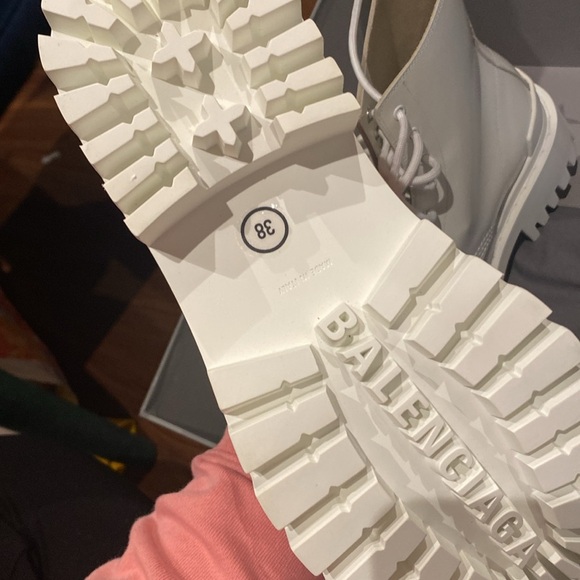 Balenciaga / NEW strike leather platform ankle combat boots optical white 38 8 - Picture 7 of 11